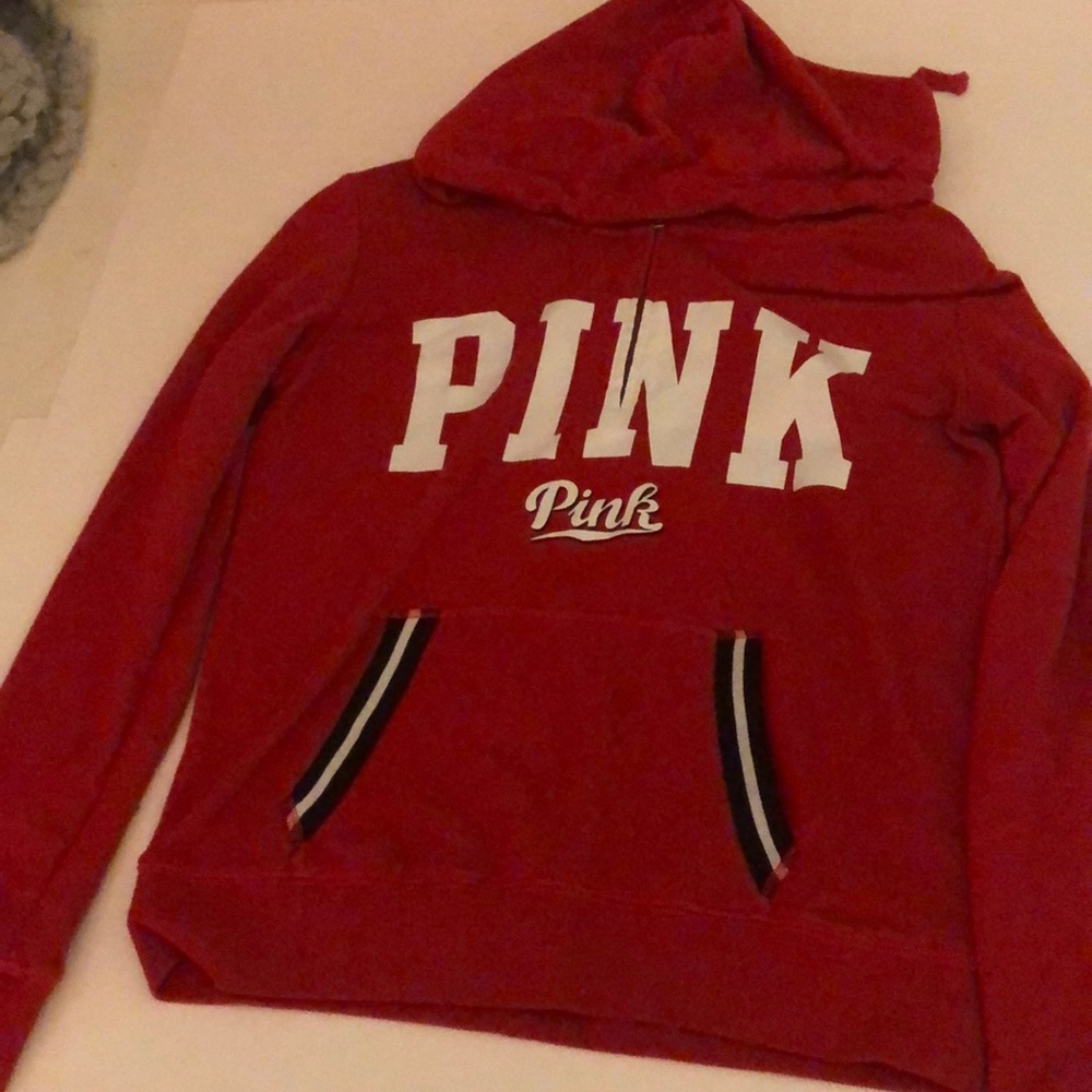 a red pink sweatshirt